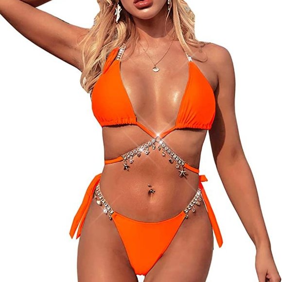 NEW Sparkling Bling Swarovski Crystal Rhinestone Bikini Swimsuit Beachwe… - Picture 9 of 10